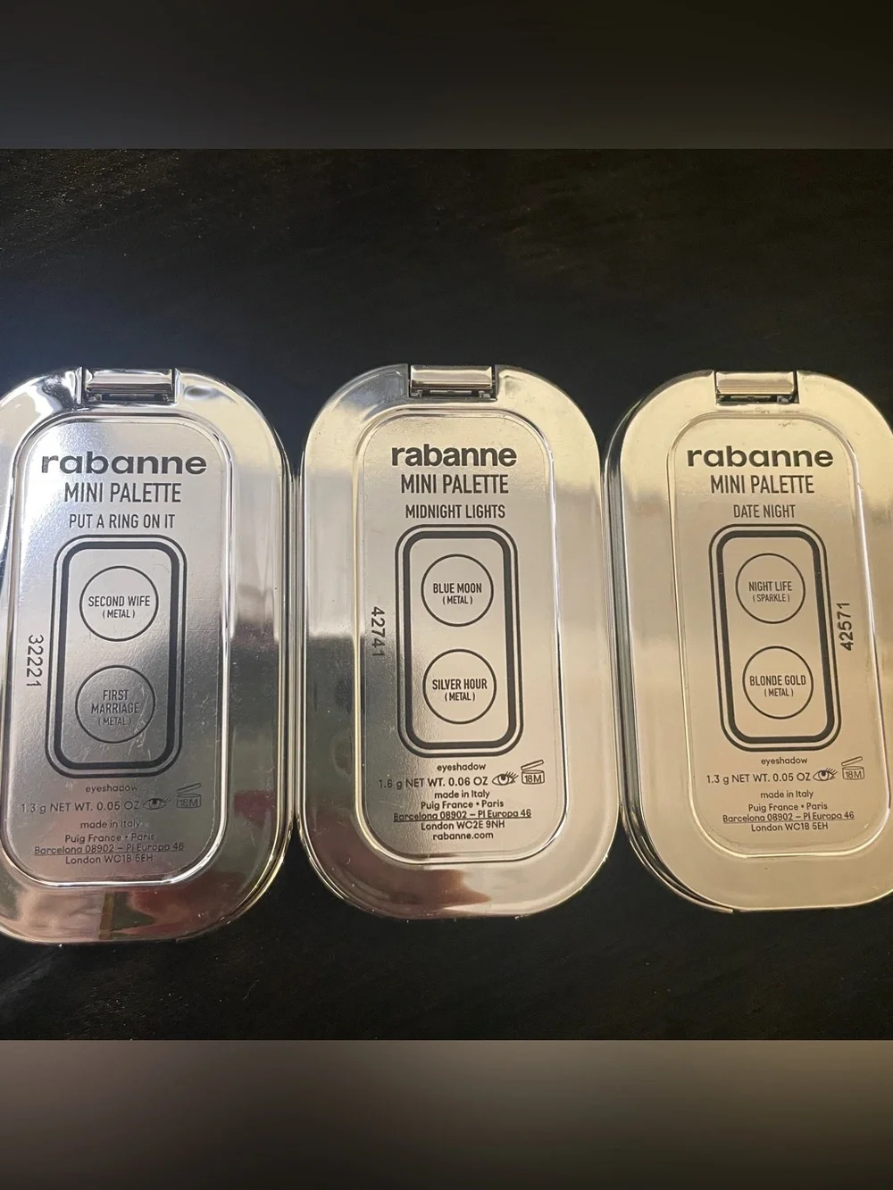 Rabanne Mini Eyeshadow Palette Duos, Set of 3 (LIKE NEW)
